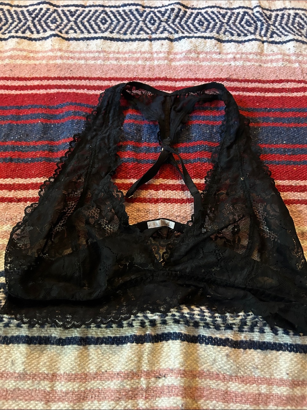 Savage X Fenty Black Lace Halter Bralette